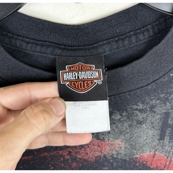 Vintage Y2K Harley Davidson / Punisher Graphic T - Shirt / Black/Faded / Large - Picture 5 of 5